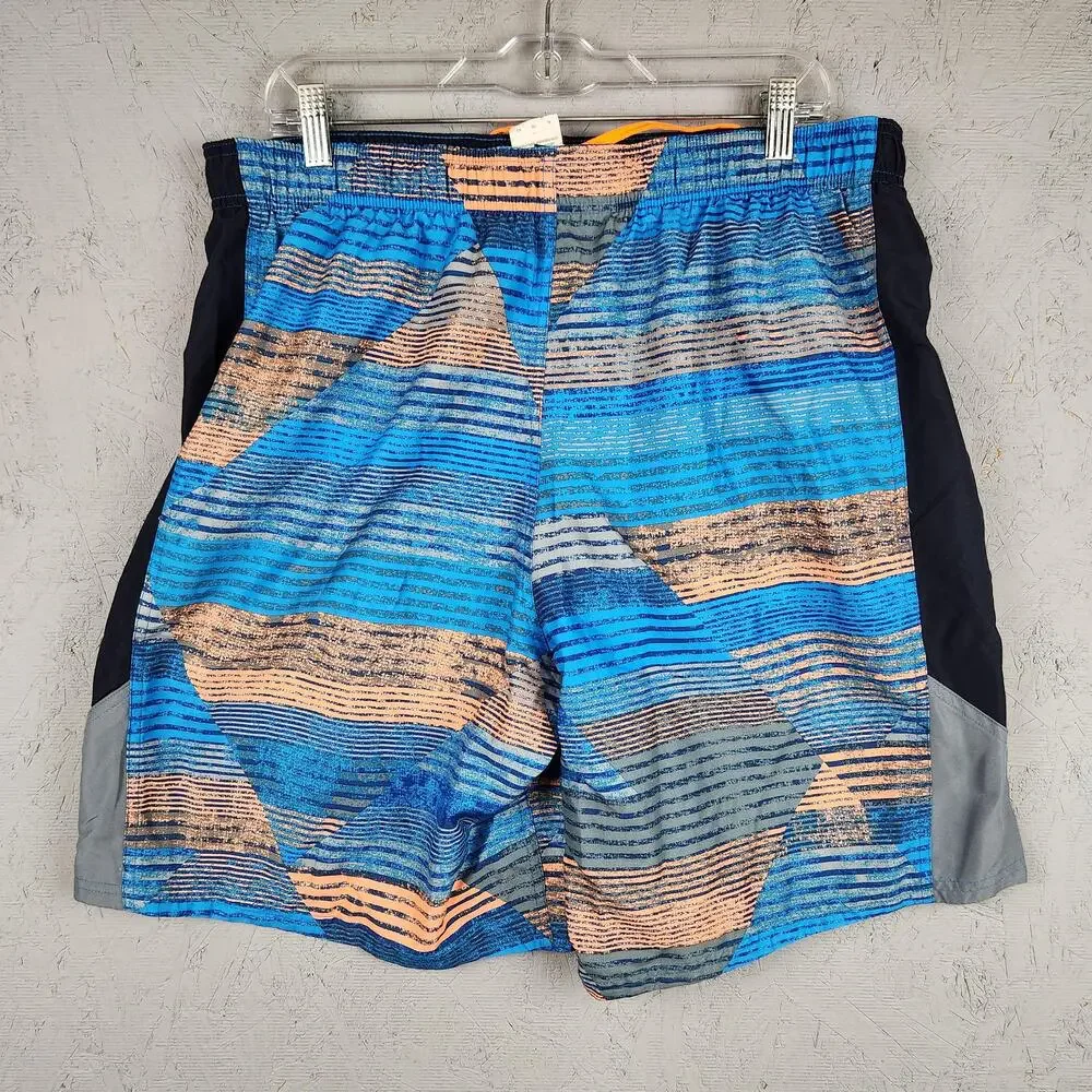 Vintage Nike Shorts Mens XL Blue Orange Geometric Print Mesh Lined Athletic Y2k